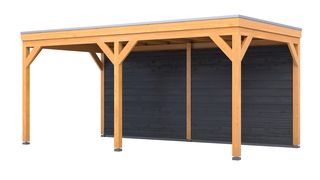 Douglas overkapping, 402 x 492 cm + wanden zwart, Verando, Orgin